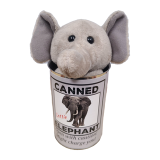 Canned Gifts - Lottie the Canned Elephant - Stuffed Animal Plush w/Jokes Plushie Depot