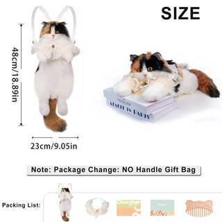 Calico Cat Backpack – Lifelike Plush Bag for Women & Kids