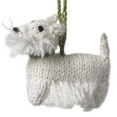 Hand Knit Alpaca Wool Christmas Ornament - Westie Dog - Plushie Depot