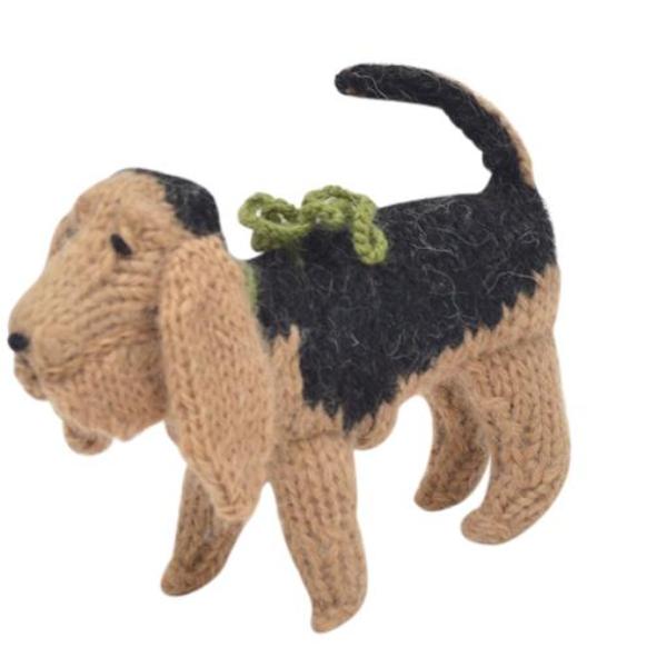 Hand Knit Alpaca Wool Christmas Ornament - Bloodhound Dog Ornament - Plushie Depot