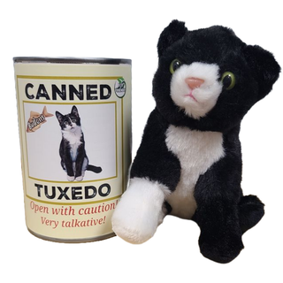 Canned Gifts - Canned Tuxedo - Rescue Cat - Eco-Friendly and Recycled - Plushie Depot