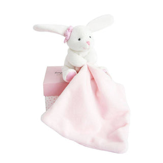 Hello Baby Blanket with Plush Stuffed Animal Bunny Pink Plushie Depot