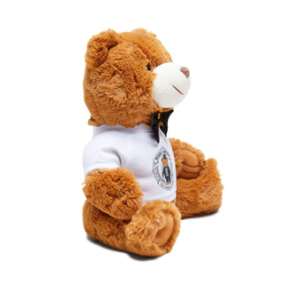 "Bearly Dressed" Teddy Bear Plush with Bow Tie & Printed T‑Shirt