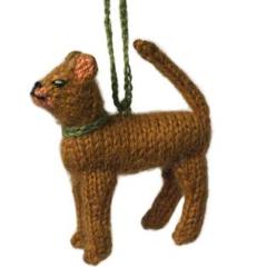 Hand Knit Alpaca Wool Christmas Ornament - Abyssinian Cat Ornament - Plushie Depot