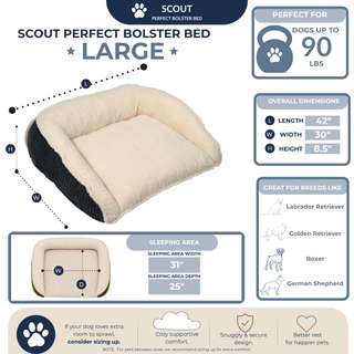 Scout Perfect Bolster Dog Bed Large (up to 90lbs) Steel Blue