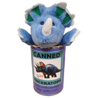 Canned Gifts - Spike the Canned Triceratops Dinosaur Plush w/Funny Jokes Plushie Depot