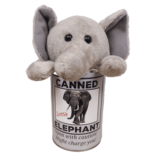 Canned Gifts - Lottie the Canned Elephant - Stuffed Animal Plush w/Jokes - Plushie Depot