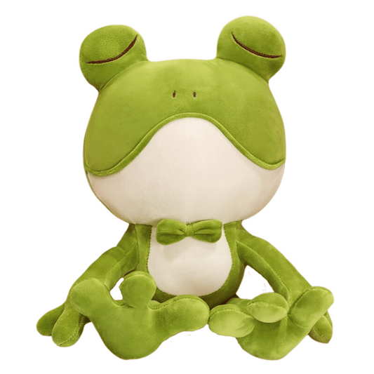 Sleepy Green Frog Plushie Stuffed Animals Plushie Depot