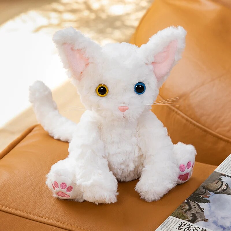Fuzzy Colorful Kitty Cat Plushies White 8" Stuffed Animals - Plushie Depot