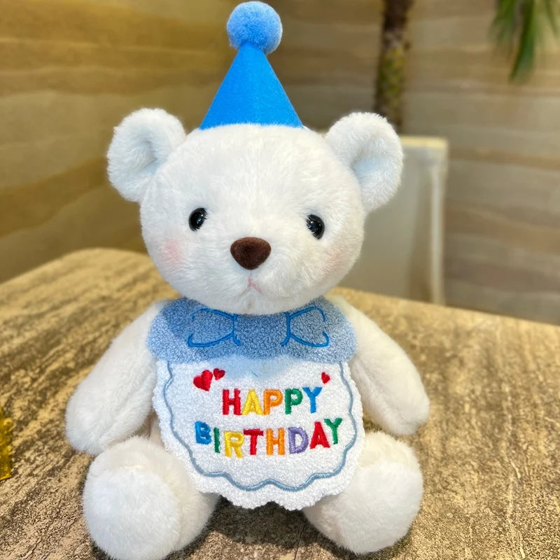 Happy Birthday Rabbit & Teddy Bear Silver 20cm Stuffed Animals - Plushie Depot