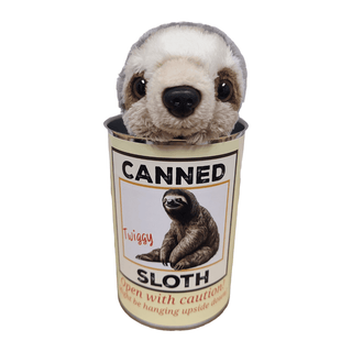 Canned Gifts - Twiggy the Canned Sloth Stuffed Animal Plush w/Funny Jokes | Plushie Depot