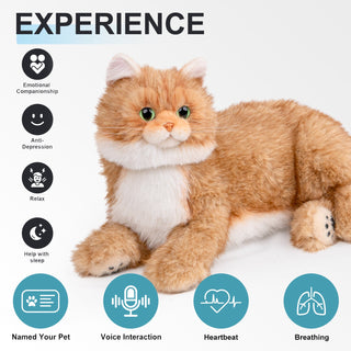 Percy Robot Cat - Interactive Emotional Support Pet Weighted Breathing Golden Percy 2.0