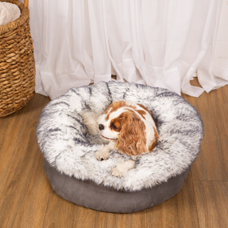 PupPouf™ Luxe Faux Fur Donut Dog Bed - Ultra Plush Arctic Fox Plushie Depot