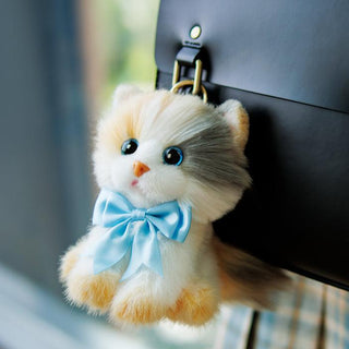 Light Calico Keychain – Fluffy Bag Charm for Girls