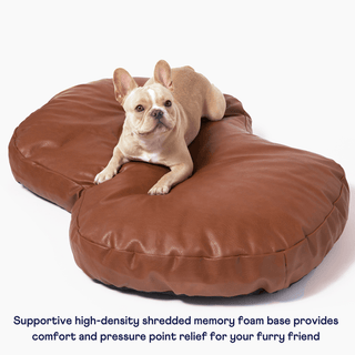 PupCloud™ Faux Leather Memory Foam Dog Bed - Bourbon Dog Beds - Plushie Depot