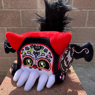 Squaredy Cats - Sugar Skull Cathulhu signature size plushie with Acrylic Toe Bean Tag | Plushie Depot