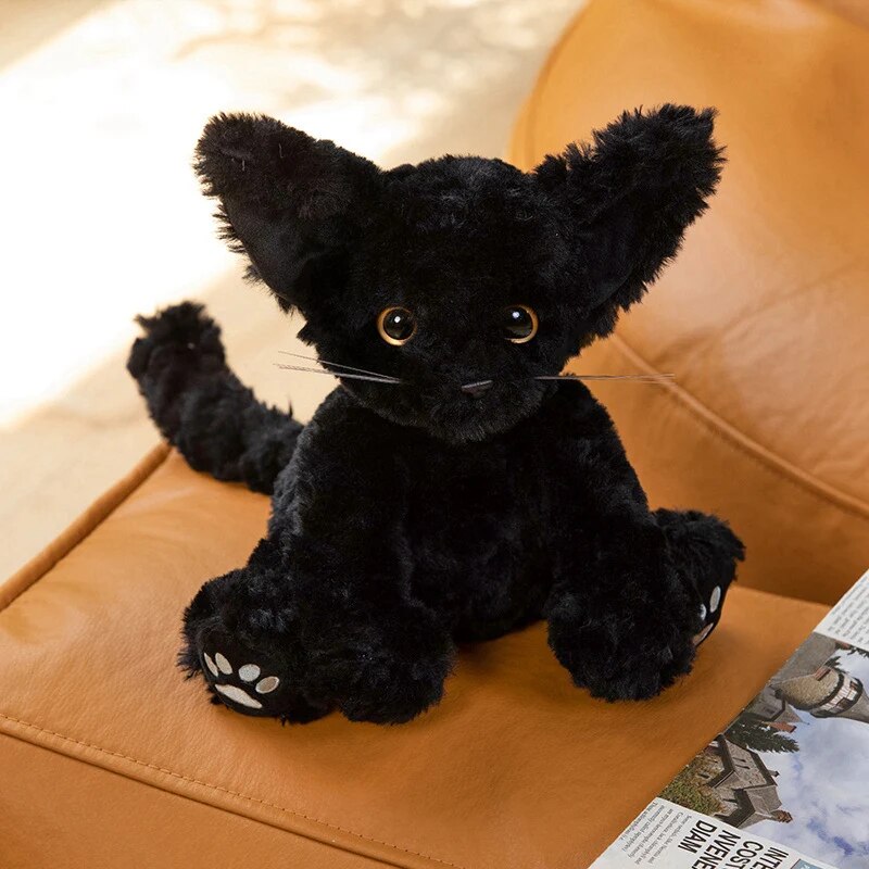 Fuzzy Colorful Kitty Cat Plushies Black 8" Stuffed Animals - Plushie Depot