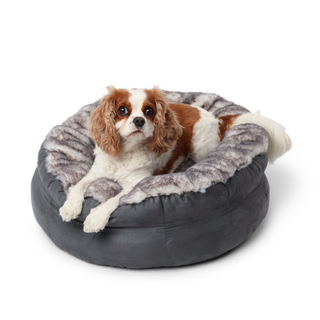 PupPouf™ Luxe Faux Fur Donut Dog Bed - Ultra Soft Chinchilla Dog Beds - Plushie Depot