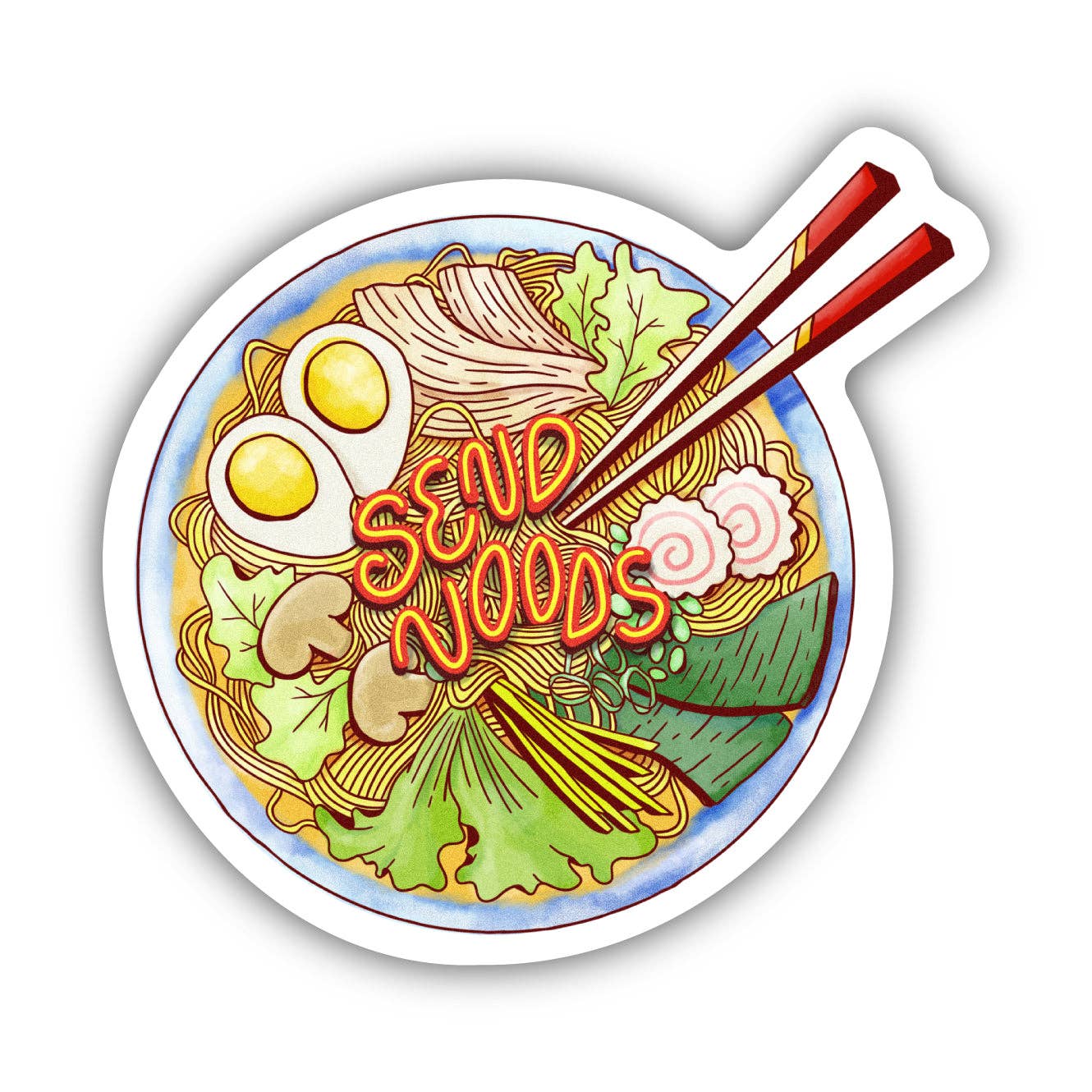 Send Noods Food Pun Sticker Sticker - Plushie Depot