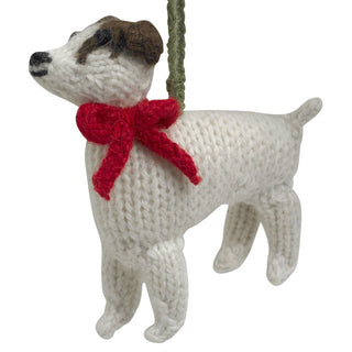 Hand Knit Alpaca Wool Christmas Ornament - Jack Russell Terrier Dog - Plushie Depot