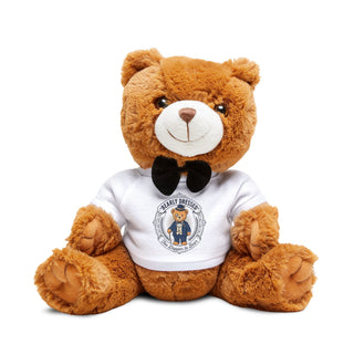 "Bearly Dressed" Teddy Bear Plush with Bow Tie & Printed T‑Shirt Teddy Bear White One size