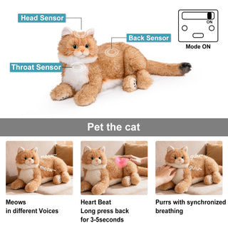 Percy 2.0 Golden British Short Hair Cat- Breathing Heartbeat Pur,Voice Robonic Cat