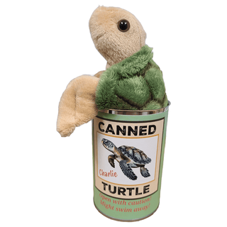 Canned Gifts - Charlie the Canned Sea Turtle - Stuffed Animal Plush w/Jokes | Plushie Depot