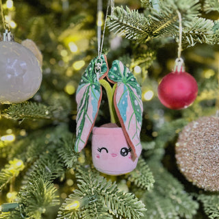 Variegated Begonia maculata Plush Keychain – 5″ Polka-Dot Houseplant Bag Charm