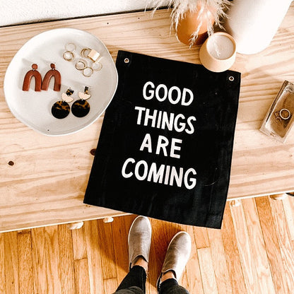 good things are coming banner Wall Hanging - Plushie Depot