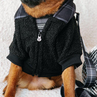 Frenchie Dog Hoodie - Black Plaid