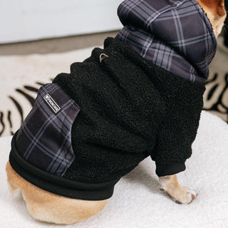 Frenchie Dog Hoodie - Black Plaid | Plushie Depot