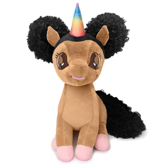 Brandy Unicorn Plush Toy with Afro Puffs - 15 inch | Plushie Depot