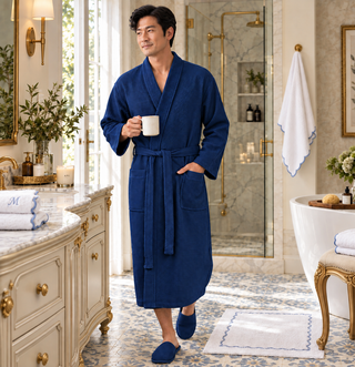 Waffle Spa Bathrobe for Men - Absorbent, Lightweight