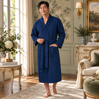 Waffle Spa Bathrobe for Men - Absorbent, Lightweight