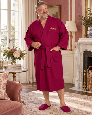 Waffle Spa Bathrobe for Men - Absorbent, Lightweight