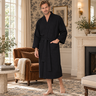 Waffle Spa Bathrobe for Men - Absorbent, Lightweight