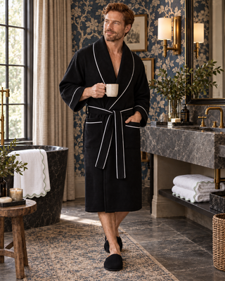 Premium Waffle Piping Robe for Men