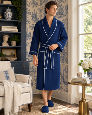 Premium Waffle Piping Robe for Men