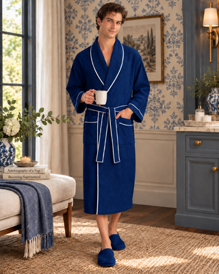Premium Waffle Piping Robe for Men