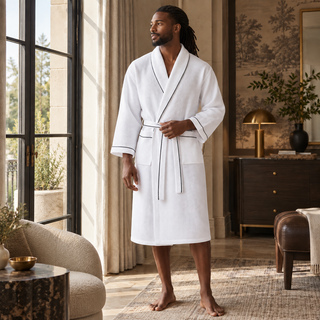 Premium Waffle Piping Robe for Men