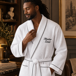 Premium Waffle Piping Robe for Men
