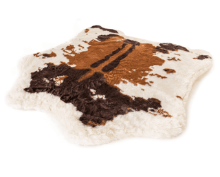 PupRug™ Animal Print Memory Foam Dog Bed - Brown Faux Cowhide | Plushie Depot