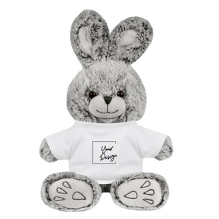 14" Gray Bunny Plush w/ Custom Tee Plushie Depot