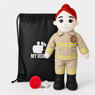Firefighter Doll | Fireman Doll & Recordable Plush Female Fair Skin Red
