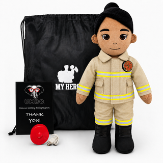 Firefighter Doll | Fireman Doll & Recordable Plush Female Tan Skin Black