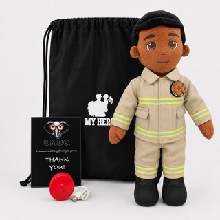 Firefighter Doll | Fireman Doll & Recordable Plush Male Dark Skin Black