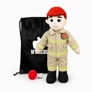 Firefighter Doll | Fireman Doll & Recordable Plush Male Fair Skin Red
