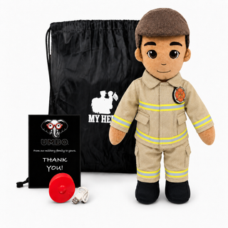 Firefighter Doll | Fireman Doll & Recordable Plush Male Tan Skin Brown