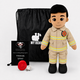 Firefighter Doll | Fireman Doll & Recordable Plush Male Tan Skin Black