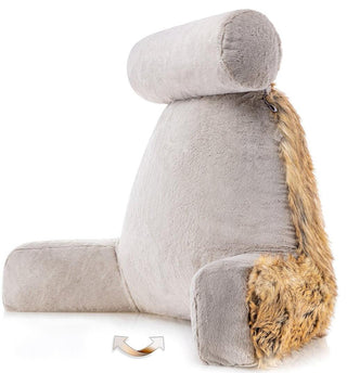 XXL Husband Pillow - Faux Fur Backrest Pillow with Arms Memory Foam - Two Side  Pelt - Long / Short